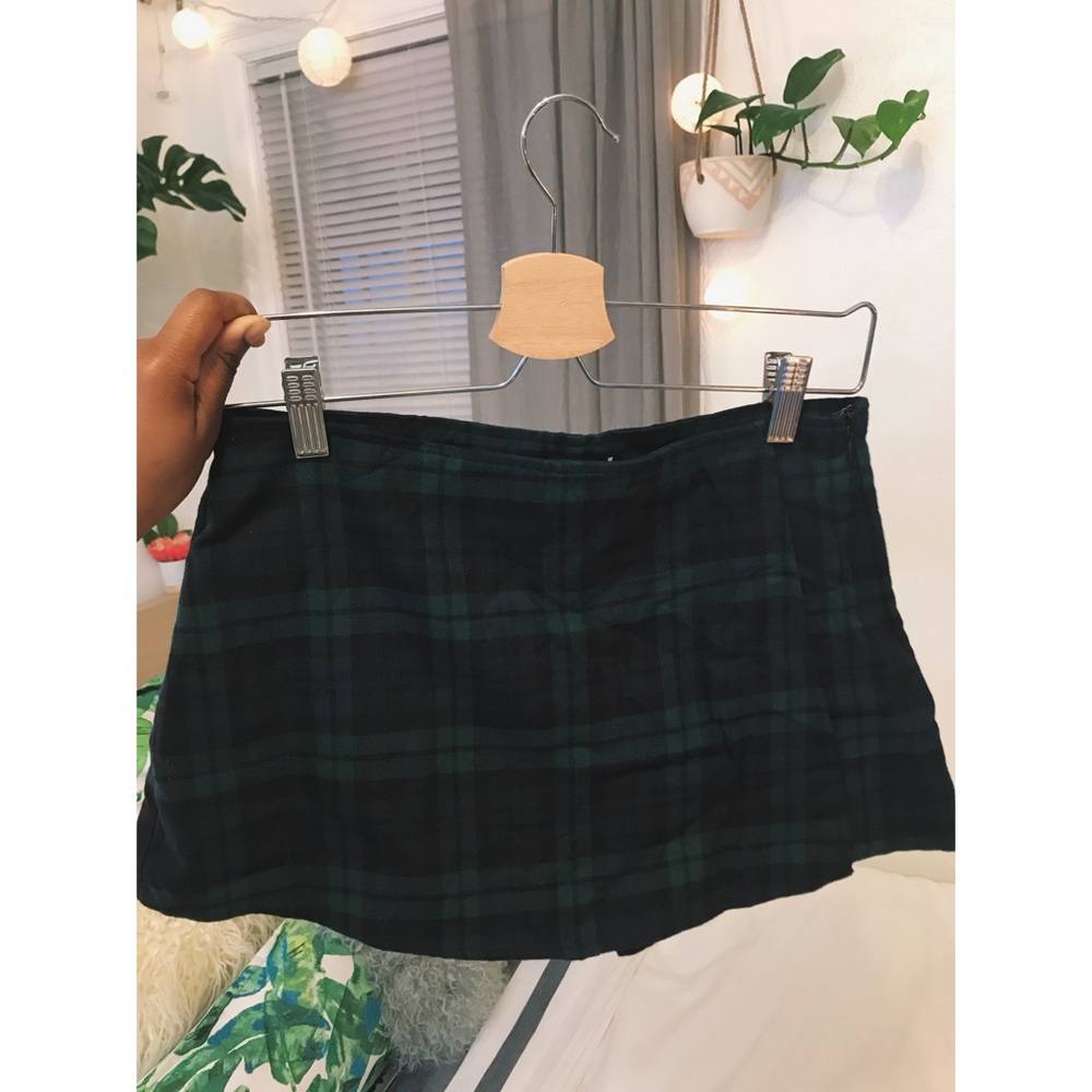 Dark Green and Navy Plaid Mini Skort